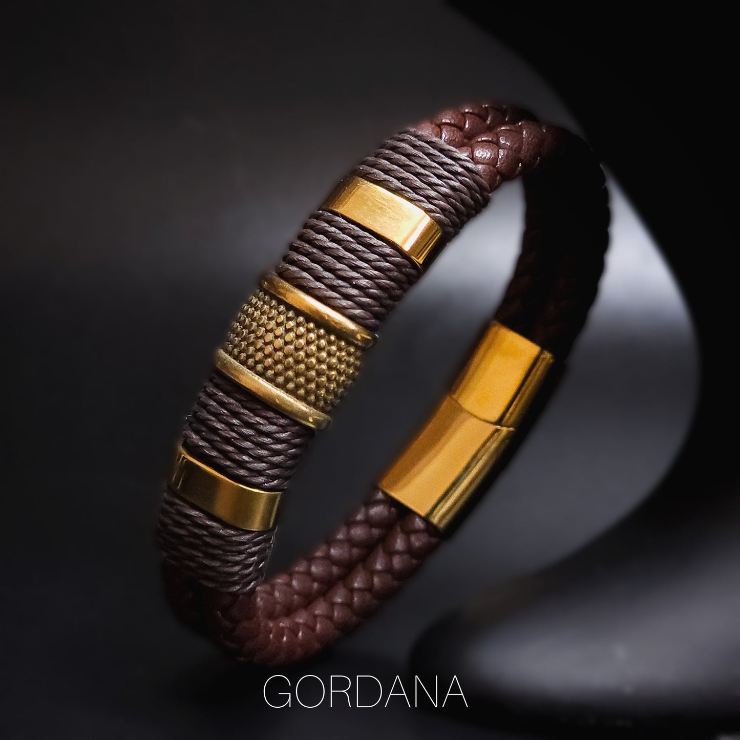 Genuine Leather and stainless steel bracelet