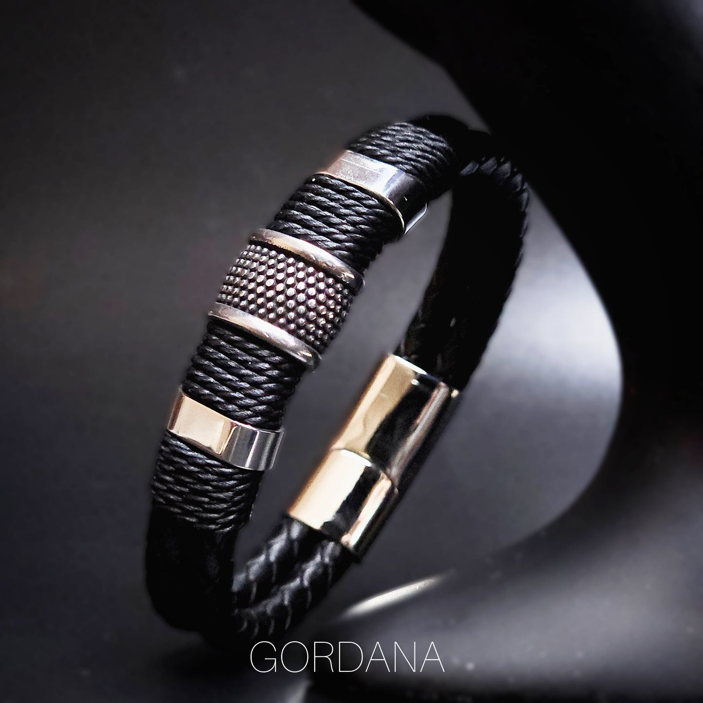 Genuine Leather and stainless steel bracelet