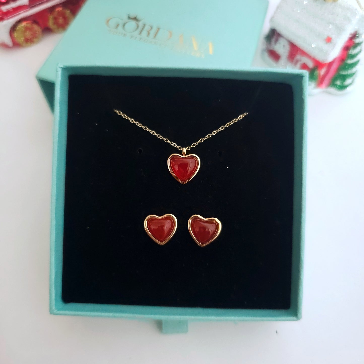 Semi precious stone Agate Jewelry Set - Stainless steel