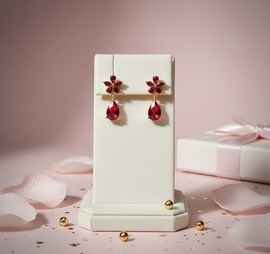 Red and Gold Stainless steel Earrings