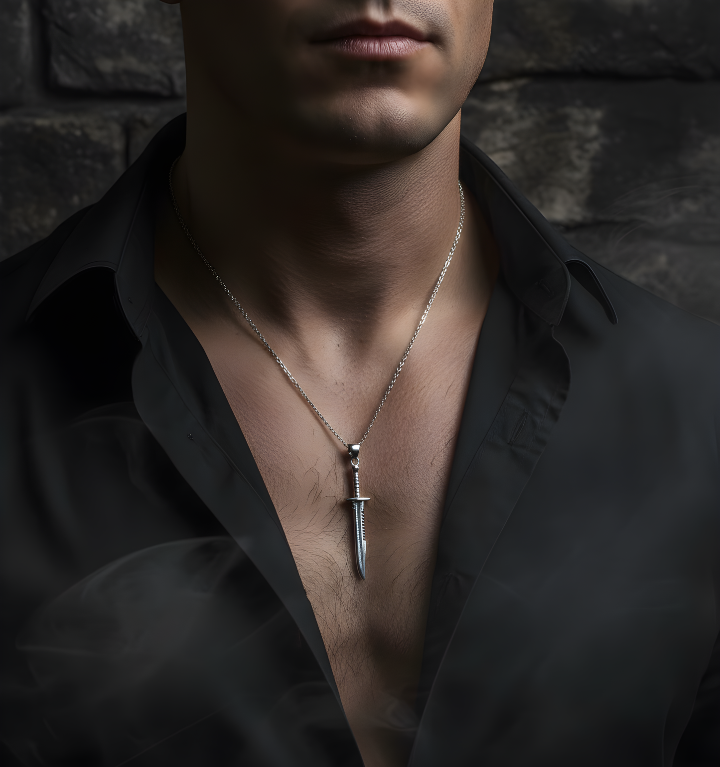 Man stainless steel chain pendant necklace