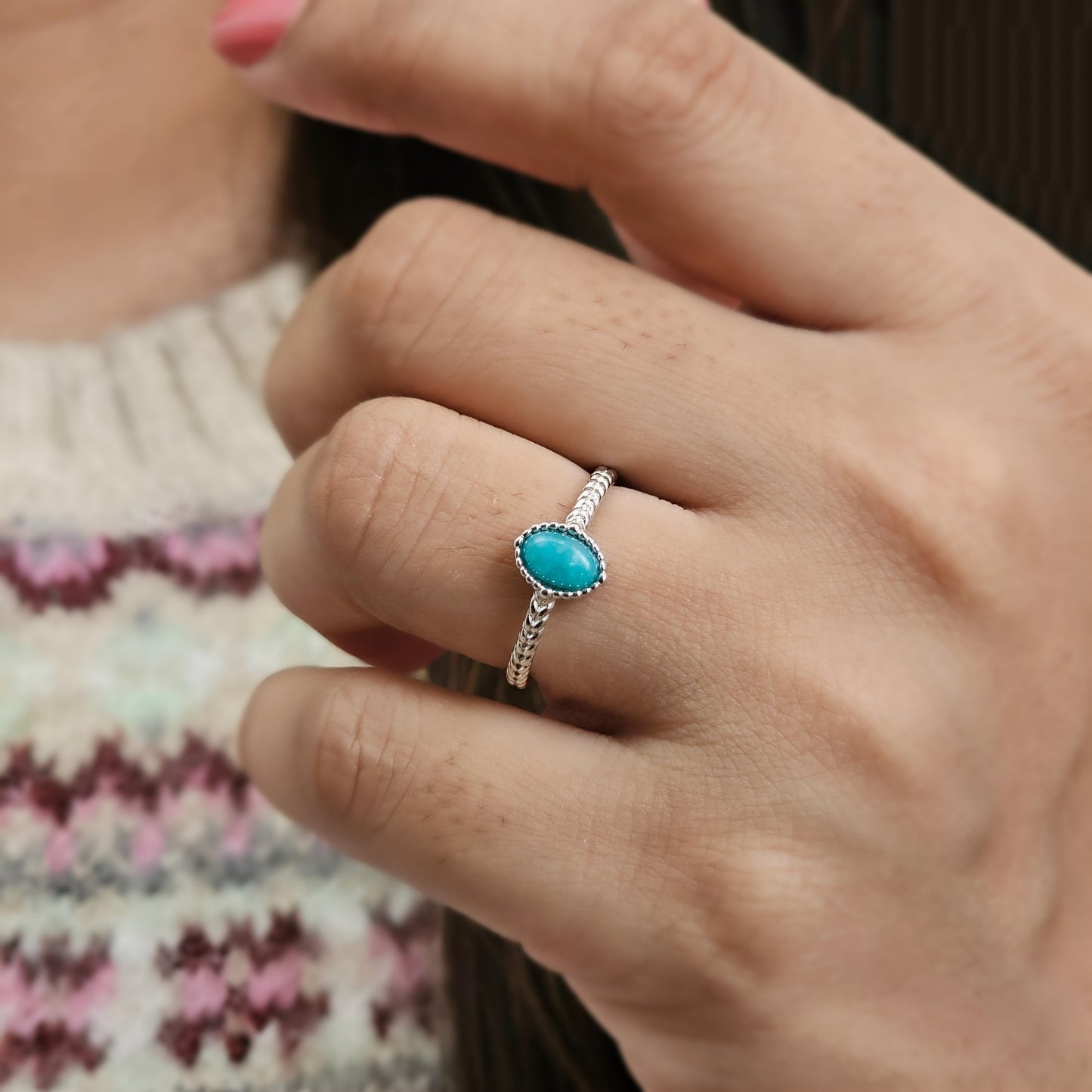Amazonite Silver Ring